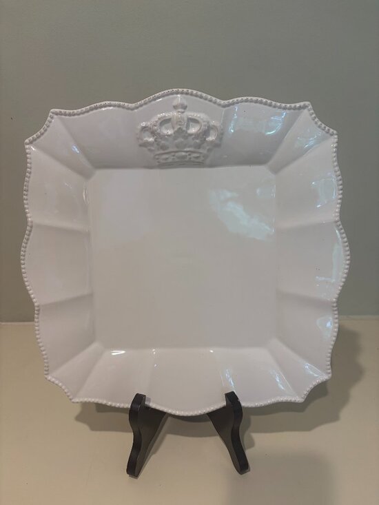 Blue Sky Clayworks Other - BLUE SKY 2010 CLAYWORKS REGAL CROWN WHITEWASHED SQUARE PLATTER 12 1/2" Preowned